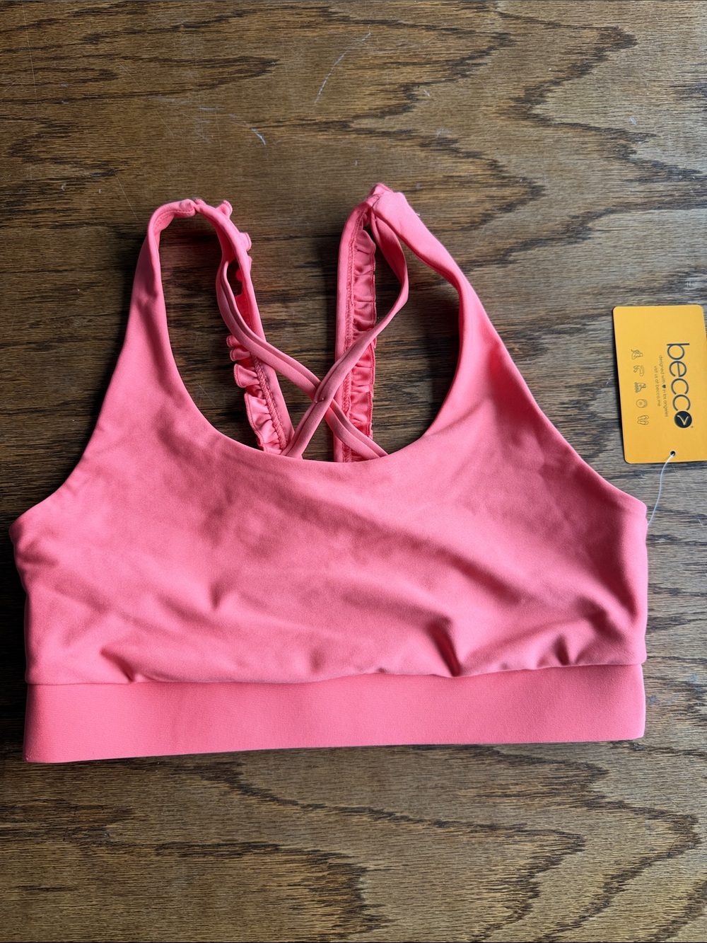 BECCA Coral Pink Crisscross Sports Bra
